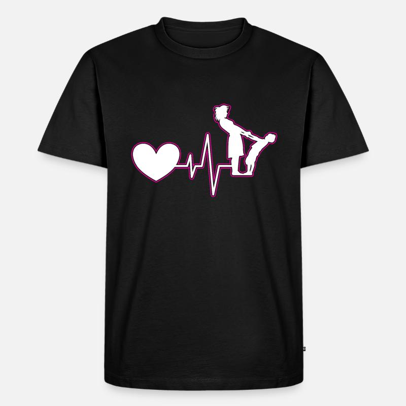 Mutter Kind Herzschlag - Männer Premium Bio T-Shirt - Schwarz
