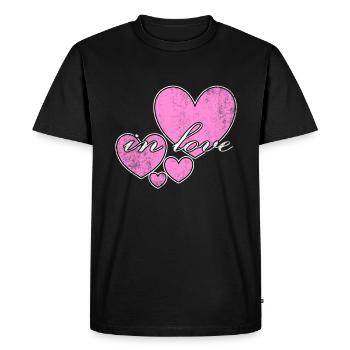 Cœurs dans l’amour Cœurs - T-shirt Premium bio Homme - noir - Devant - Nico (187cm)