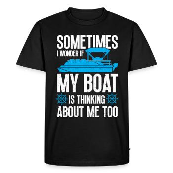 Bateau Ponton Bateau Capitaine de Bateau - T-shirt Premium bio Homme - noir - Devant - Nico (187cm)