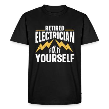 Retired Electrician Gift Electrician - Men's Premium Organic T-Shirt - black - Front - Nico (187cm)