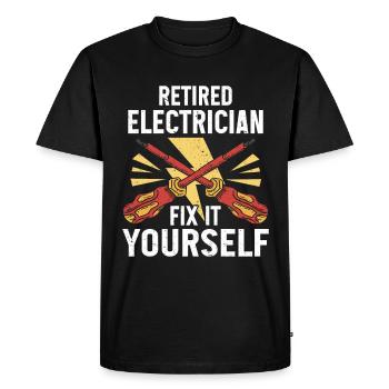 Retired Electrician Gift Electrician - Men's Premium Organic T-Shirt - black - Front - Nico (187cm)