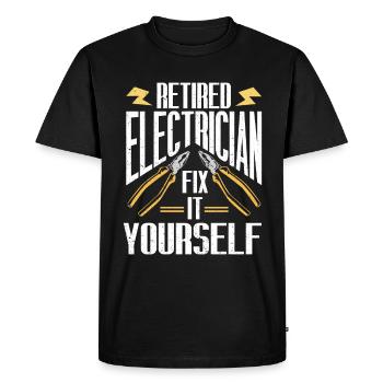 Retired Electrician Gift Electrician - Men's Premium Organic T-Shirt - black - Front - Nico (187cm)