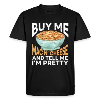 Mac And Cheese Noodles Gift Pasta - Men's Premium Organic T-Shirt - black - Front - Nico (187cm)