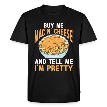 Mac And Cheese Noodles Gift Pasta - Men's Premium Organic T-Shirt - black - Front - Nico (187cm)