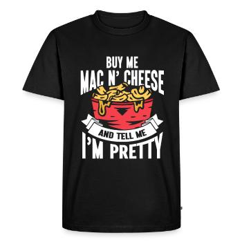 Mac And Cheese Noodles Gift Pasta - Men's Premium Organic T-Shirt - black - Front - Nico (187cm)