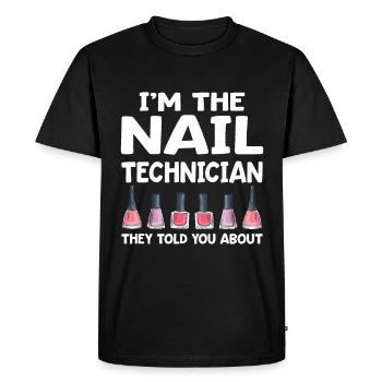 Technicienne ongulaire Salon de manucure Nail Tech - T-shirt Premium bio Homme - noir - Devant - Nico (187cm)
