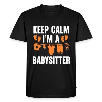Nounou Garderie Baby-sitter - T-shirt Premium bio Homme - noir - Devant - Nico (187cm)