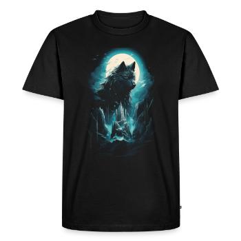 Loup Loups Moyen Âge Dark Wilderness Nordique - T-shirt Premium bio Homme - noir - Devant - Nico (187cm)