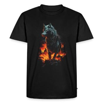 Loup Loups Moyen Âge Dark Wilderness Nordique - T-shirt Premium bio Homme - noir - Devant - Nico (187cm)