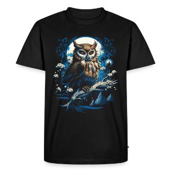 Hibou Fantaisie Mythologie japonaise Magique - T-shirt Premium bio Homme - noir - Devant - Nico (187cm)