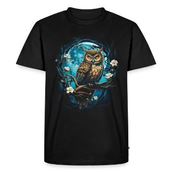 Hibou Fantaisie Mythologie japonaise Magique - T-shirt Premium bio Homme - noir - Devant - Nico (187cm)