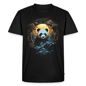 Panda Chinois Japonais Asie Bambou Kawaii - T-shirt Premium bio Homme - noir - Devant - Nico (187cm)