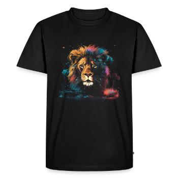 Lion, Savane, Nature, Peinture, Règne Animal, Nature Sauvage - T-shirt Premium bio Homme - noir - Devant - Nico (187cm)