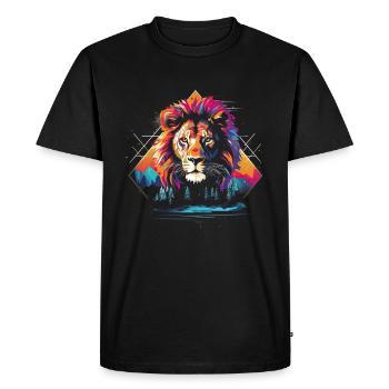 Lion, Savane, Nature, Peinture, Règne Animal, Nature Sauvage - T-shirt Premium bio Homme - noir - Devant - Nico (187cm)