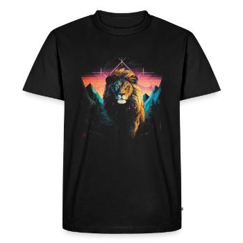 Lion, Savane, Nature, Peinture, Règne Animal, Nature Sauvage - T-shirt Premium bio Homme - noir - Devant - Nico (187cm)