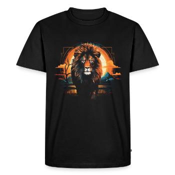 Lion, Savane, Nature, Peinture, Règne Animal, Nature Sauvage - T-shirt Premium bio Homme - noir - Devant - Nico (187cm)