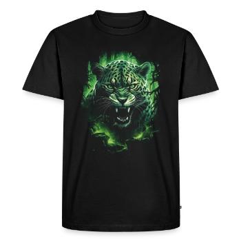 Fantasy, Green Jungle, Wildcat, Rainforest - Men's Premium Organic T-Shirt - black - Front - Nico (187cm)