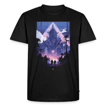 Cyberpunk Manga Kyoto Glitch - T-shirt Premium bio Homme - noir - Devant - Nico (187cm)