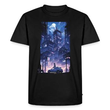 Cyberpunk Manga Kyoto Glitch - T-shirt Premium bio Homme - noir - Devant - Nico (187cm)