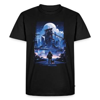 Cyberpunk Manga Kyoto Glitch - T-shirt Premium bio Homme - noir - Devant - Nico (187cm)