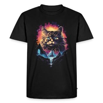 Cat, Magical, Enchantment, Mythical, Fairy Tale - Men's Premium Organic T-Shirt - black - Front - Nico (187cm)