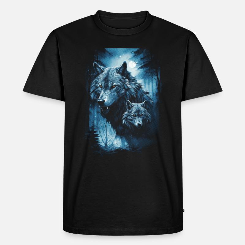 Dunkle Kunst Wolf Wald Mythisch - Männer Premium Bio T-Shirt - Schwarz