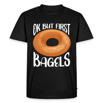 Bagel Gift Food Bagel - Men's Premium Organic T-Shirt - black - Front - Nico (187cm)