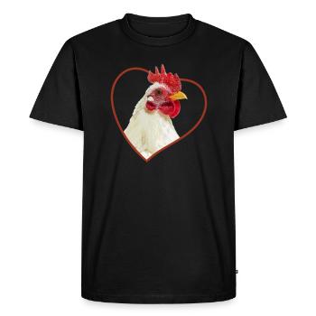 Poulet dans le coeur coq poulet gardien - T-shirt Premium bio Homme - noir - Devant - Nico (187cm)