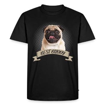 Pug Heart Dog Love - Men's Premium Organic T-Shirt - black - Front - Nico (187cm)