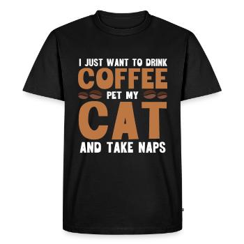 Café Barista - T-shirt Premium bio Homme - noir - Devant - Nico (187cm)