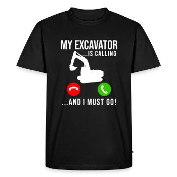 Conducteur d’excavatrice Ouvrier de la construction Excavatrice - T-shirt Premium bio Homme - noir - Devant - Nico (187cm)