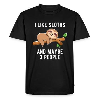 Sloth Lover Graphic Sloths Animal Funny Sloth - Men's Premium Organic T-Shirt - black - Front - Nico (187cm)