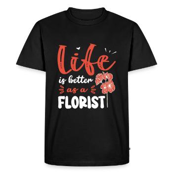 Designer floral Fleuriste Fleuriste floral - T-shirt Premium bio Homme - noir - Devant - Nico (187cm)