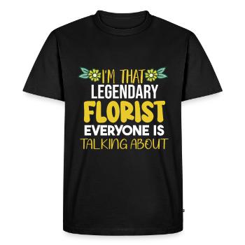 Designer floral Fleuriste Fleuriste Fleuriste - T-shirt Premium bio Homme - noir - Devant - Nico (187cm)