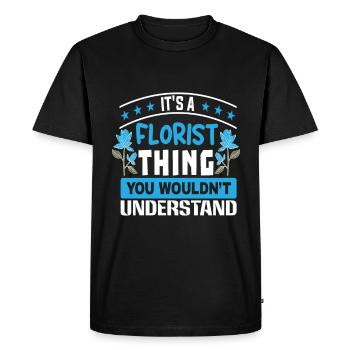 Designer floral Fleuriste Fleuriste Fleuriste - T-shirt Premium bio Homme - noir - Devant - Nico (187cm)