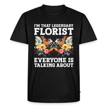 Designer floral Fleuriste Fleuriste Fleuriste - T-shirt Premium bio Homme - noir - Devant - Nico (187cm)