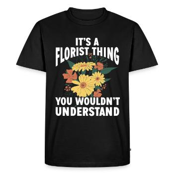 Designer floral Fleuriste Fleuriste Fleuriste - T-shirt Premium bio Homme - noir - Devant - Nico (187cm)