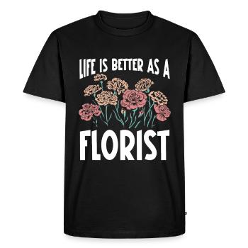 Designer floral Fleuriste Fleuriste Fleuriste - T-shirt Premium bio Homme - noir - Devant - Nico (187cm)