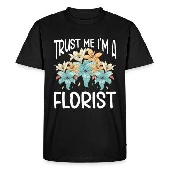 Designer floral Fleuriste Fleuriste Fleuriste - T-shirt Premium bio Homme - noir - Devant - Nico (187cm)