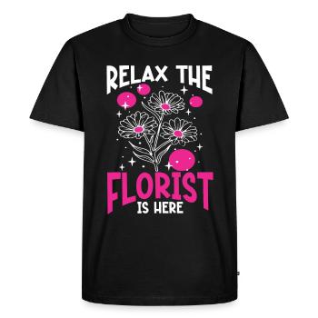 Designer floral Fleuriste Fleuriste floral - T-shirt Premium bio Homme - noir - Devant - Nico (187cm)