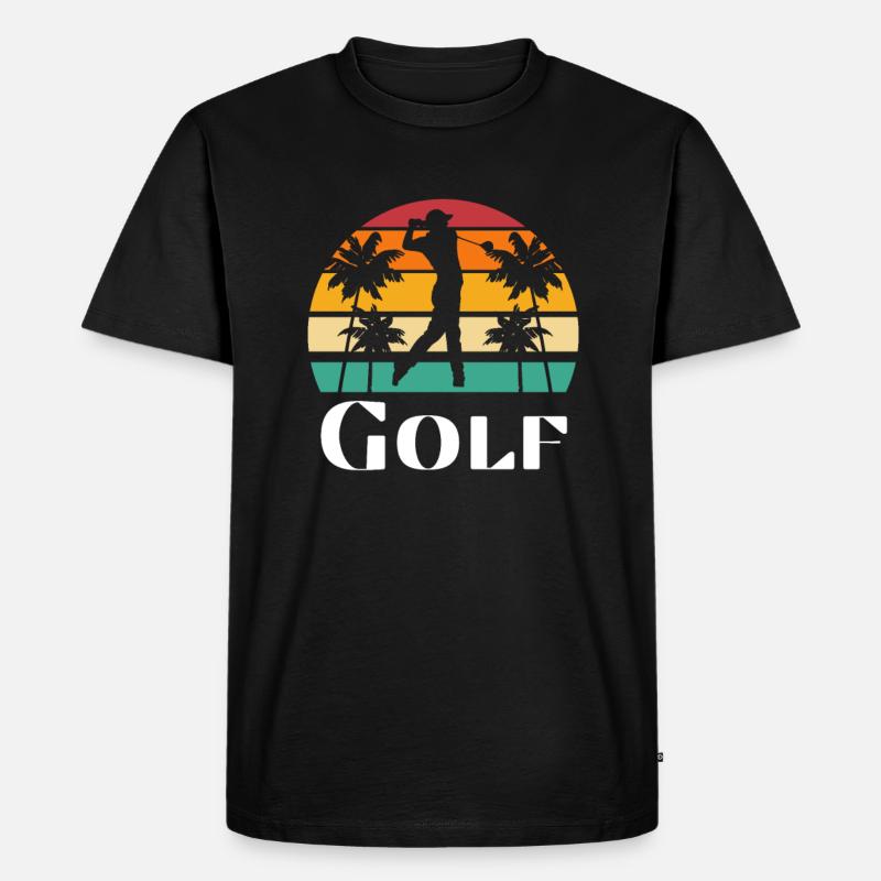 Golf Retro - Männer Premium Bio T-Shirt - Schwarz