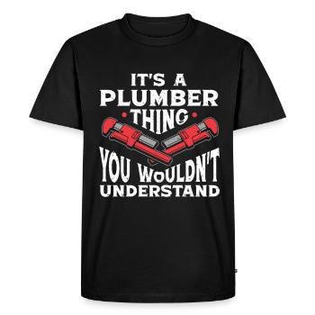 Plumber Men Father Husband Plumber - Men's Premium Organic T-Shirt - black - Front - Nico (187cm)