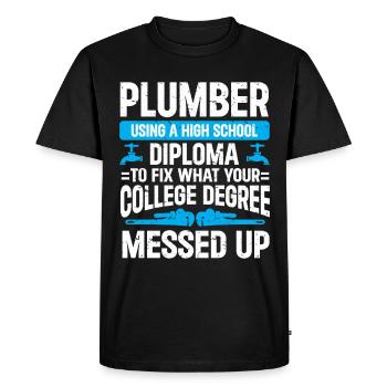 Plombier Hommes Père Mari Plombier - T-shirt Premium bio Homme - noir - Devant - Nico (187cm)