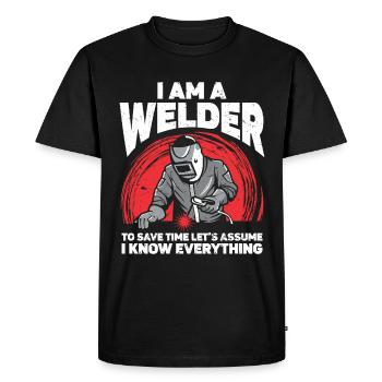 Soudage à la soudeuse - T-shirt Premium bio Homme - noir - Devant - Nico (187cm)