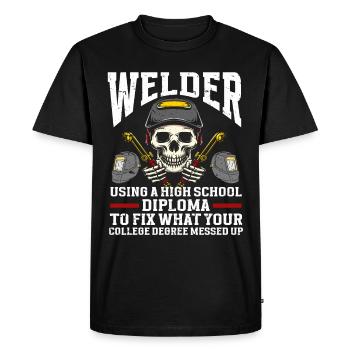 Soudage à la soudeuse - T-shirt Premium bio Homme - noir - Devant - Nico (187cm)