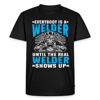 Soudage à la soudeuse - T-shirt Premium bio Homme - noir - Devant - Nico (187cm)