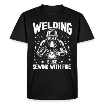 Soudage à la soudeuse - T-shirt Premium bio Homme - noir - Devant - Nico (187cm)