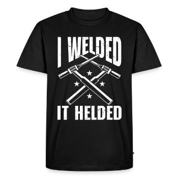 Soudage à la soudeuse - T-shirt Premium bio Homme - noir - Devant - Nico (187cm)