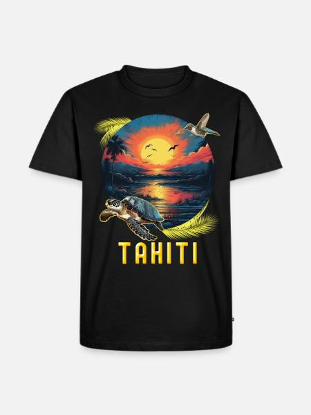 Tahiti French Polynesia Sun Turtle - Men's Premium Organic T-Shirt - black