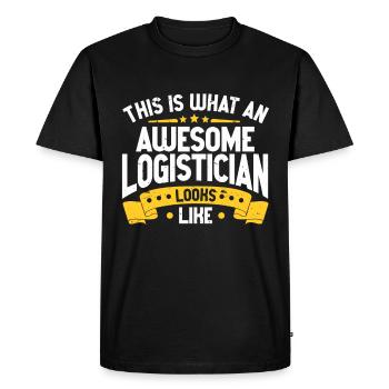Logisticien Logistique - T-shirt Premium bio Homme - noir - Devant - Nico (187cm)
